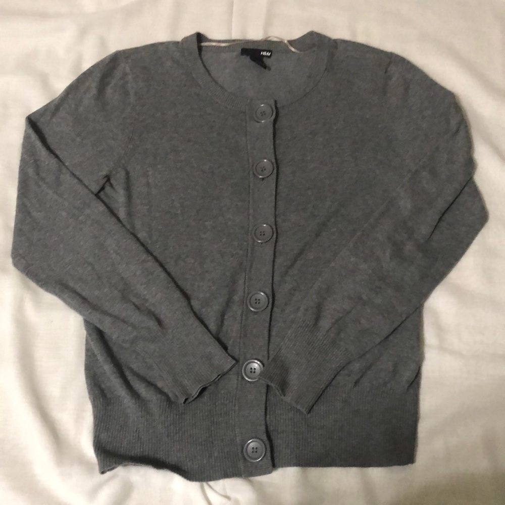 H&M Large Button Gray Cardigan Sweater Large